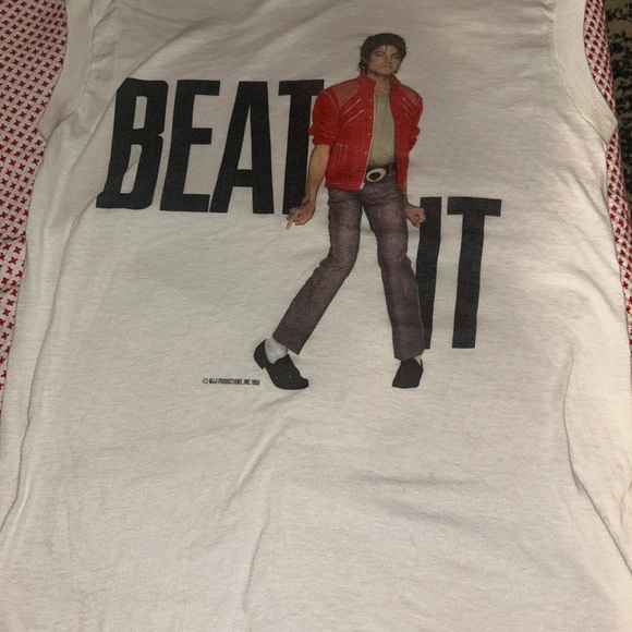 Vintage 1984 Michael Jackson beat it shirt screen stars medium & SEALED POSTER - Picture 2 of 8